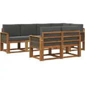 vidaXL Buiten bank set 7 st Natuurlijk en Antraciet Polyester