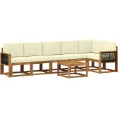 vidaXL Buiten bank set 7 st Natuurlijk en Crème Polyester