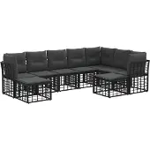 vidaXL Buiten bank set Zwart en Donker Grijs Polyester