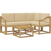 vidaXL Buiten bank set 5 st Wit en Beige