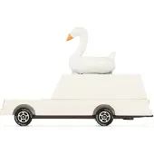 Candylab Toys houten speelgoedauto - Candycar White Swan Wagon retro design.