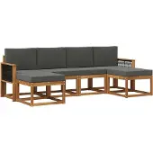 vidaXL Buiten bank set 6 st Natuurlijk en Antraciet Polyester