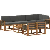 vidaXL Buiten bank set 9 st Natuurlijk en Antraciet Polyester