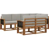 vidaXL Buiten bank set 7 st Naturel en lichtgrijs Polyester