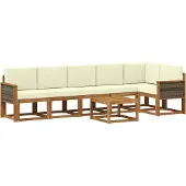 vidaXL Buiten bank set 7 st Natuurlijk en Crème Polyester
