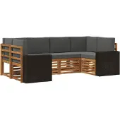 vidaXL Buiten bank set 6 st Natuurlijk en Antraciet Polyester
