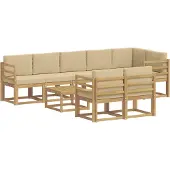 vidaXL Buiten bank set 9 st Wit en Beige Polyester