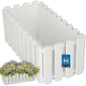 KOTARBAU Balkonbak, Bloembak voor Balkon, Kunststof Balkonbak, 38 x 18 x 16 cm, Wit, Balkon Plantenbak, Rechthoekig, Weerbestendige Plantenbak