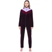 Merry Style – Dames Huispak – Vrijetijdspak – Velours – MS-MG-F-SUIT3-n – Donker paars/licht paars – XXXXL