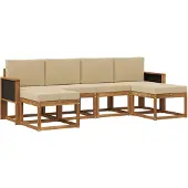 vidaXL Buiten bank set 6 st Natuurlijk en Beige Polyester