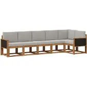 vidaXL Buiten bank set 6 st Naturel en lichtgrijs Polyester