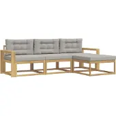 vidaXL Buiten bank set 4 st Wit en Lichtgrijs Polyester