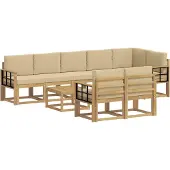 vidaXL Buiten bank set 9 st Wit en Beige Polyester