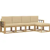 vidaXL Buiten bank set 5 st Wit en Beige