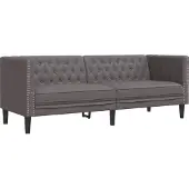 vidaXL Driezitsbank Chesterfield-stijl kunstleer grijs
