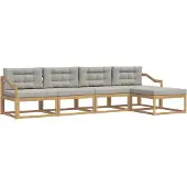 vidaXL Buiten bank set 4 st Wit en Lichtgrijs Polyester