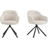 Furnihaus Draaibare Eetkamerstoelen met armleuning - Hush - Beige / Zwart - Set van 2