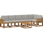 vidaXL Buiten bank set 7 st Naturel en lichtgrijs Polyester