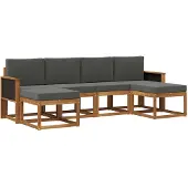 vidaXL Buiten bank set 6 st Natuurlijk en Antraciet Polyester