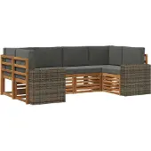 vidaXL Buiten bank set 6 st Natuurlijk en Antraciet Polyester
