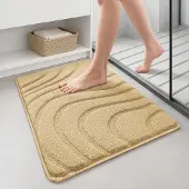 Unyqoos Zachte antislip badmat van microvezel met golfpatroon voor badkamer