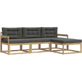 vidaXL Buiten bank set 4 st Wit en antracietkleurig Polyester