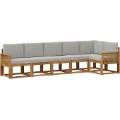 vidaXL Buiten bank set 6 st Naturel en lichtgrijs Polyester