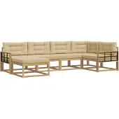 vidaXL Buiten bank set 5 st Wit en Beige Polyester