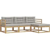 vidaXL Buiten bank set 4 st Wit en Lichtgrijs Polyester