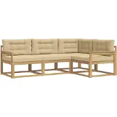 vidaXL Buiten bank set 3 st Wit en Beige Polyester