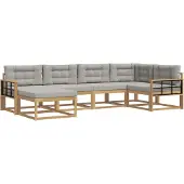 vidaXL Buiten bank set 5 st Wit en Lichtgrijs Polyester