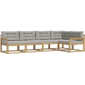 vidaXL Buiten bank set 4 st Wit en Lichtgrijs Polyester