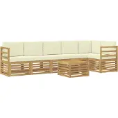 vidaXL Buiten bank set 7 st Wit en crèmekleurig Polyester