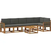 vidaXL Buiten bank set 7 st Natuurlijk en Antraciet Polyester