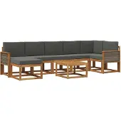vidaXL Buiten bank set 8 st Natuurlijk en Antraciet Polyester