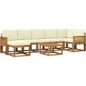 vidaXL Buiten bank set 8 st Natuurlijk en Crème Polyester