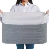 Unyqoos Ruime katoenen wasmand met handvatten voor veelzijdig gebruik