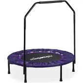 Relaxdays Opvouwbaar trampoline met beugel - Zwart-Paars - fitness - indoor