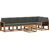 vidaXL Buiten bank set 7 st Natuurlijk en Antraciet Polyester