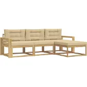 vidaXL Buiten bank set 4 st Wit en Beige Polyester