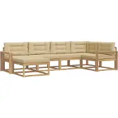 vidaXL Buiten bank set 5 st Wit en Beige Polyester