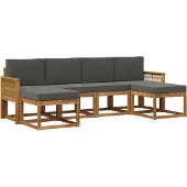 vidaXL Buiten bank set 6 st Natuurlijk en Antraciet Polyester