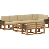 vidaXL Buiten bank set 9 st Natuurlijk en Beige Polyester