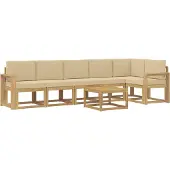 vidaXL Buiten bank set met kussen 7 pcs Wit en Beige Polyester