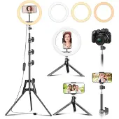 Unyqoos Verstelbare ringlamp met statief voor smartphone en fotografie