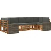 vidaXL Sectionele bankset 7 pcs Natuurlijk en Antraciet Polyester