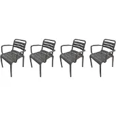 Garden Impressions Orleans tuinstoelen set van 4 antraciet