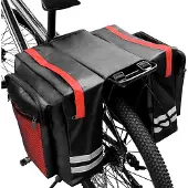 Unyqoos Dubbele, waterdichte fietstas, 30 liter, gemaakt van 600D Oxford met PVC, geschikt voor bagagedragers, met reflecterende strepen en voorzien van 4 bevestigingsriemen