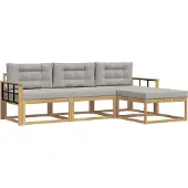 vidaXL Buiten bank set 4 st Wit en Lichtgrijs Polyester