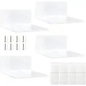 Unyqoos Set van vier kleine witte acryl wandplanken voor diverse ruimtes